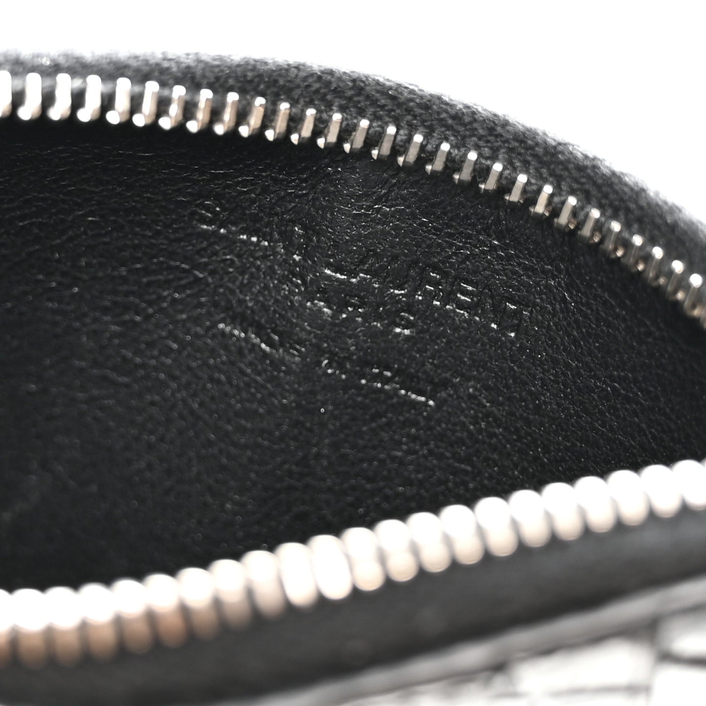 Calfskin Crocodile Embossed 5 Fragments Zip Pouch Card Holder Black