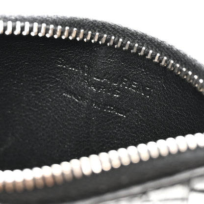 Saint Laurent Calfskin Crocodile Embossed 5 Fragments Zip Pouch Card Holder Black 6 of 8