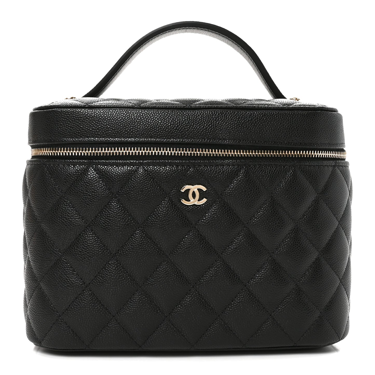 Caviar Quilted Large Vanity Pouch Black