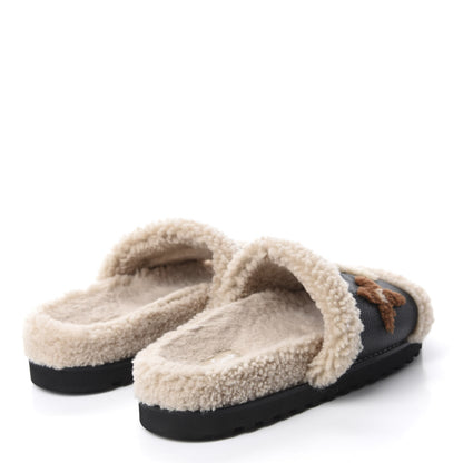 Louis Vuitton Shearling Calfskin Paseo Flat Comfort Mule 37.5 Beige 4 of 8