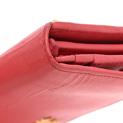 Prada Saffiano Metal Continental Flap Wallet Peonia 10 of 15