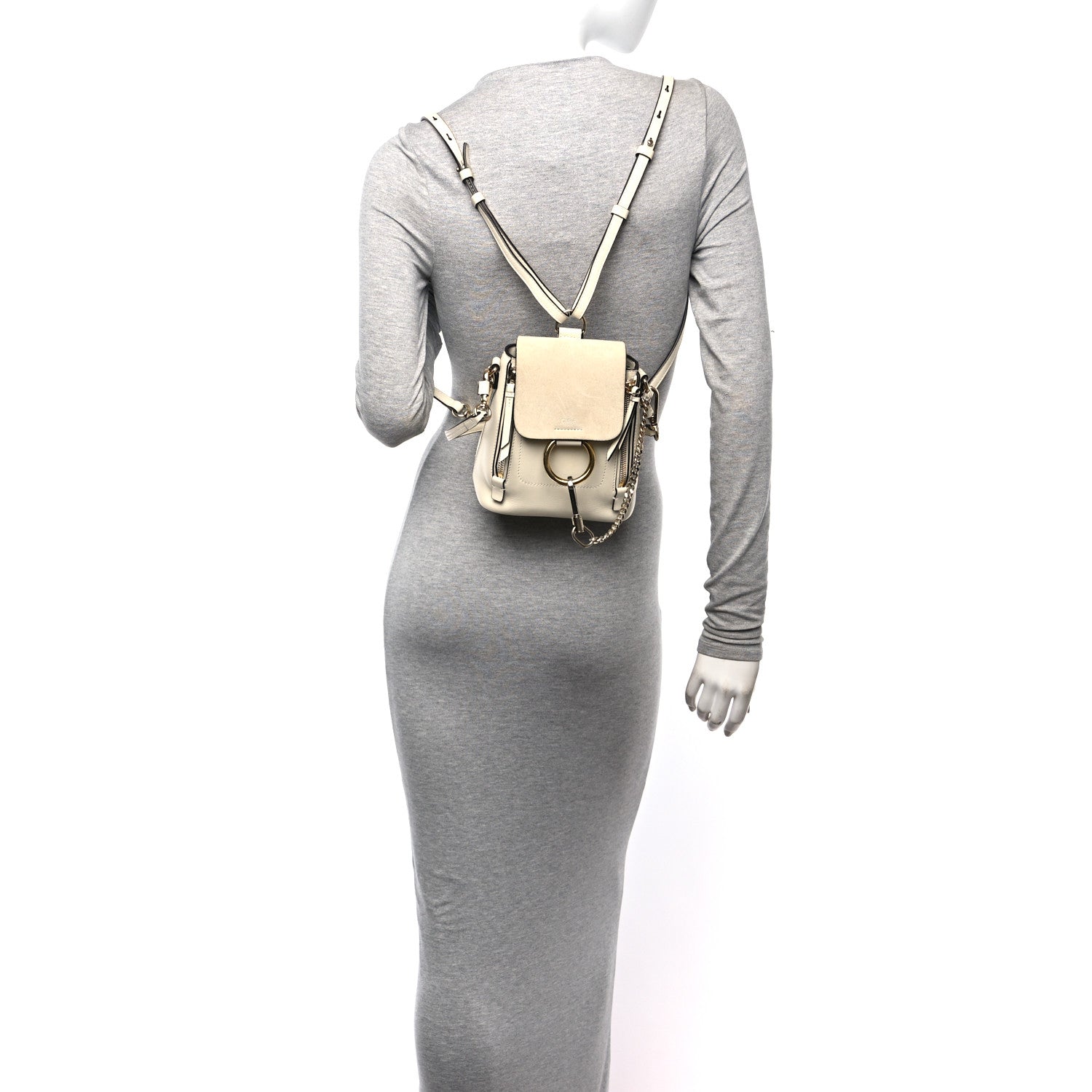 Chloe Suede Calfskin Mini Faye Backpack Off White 2 of 19