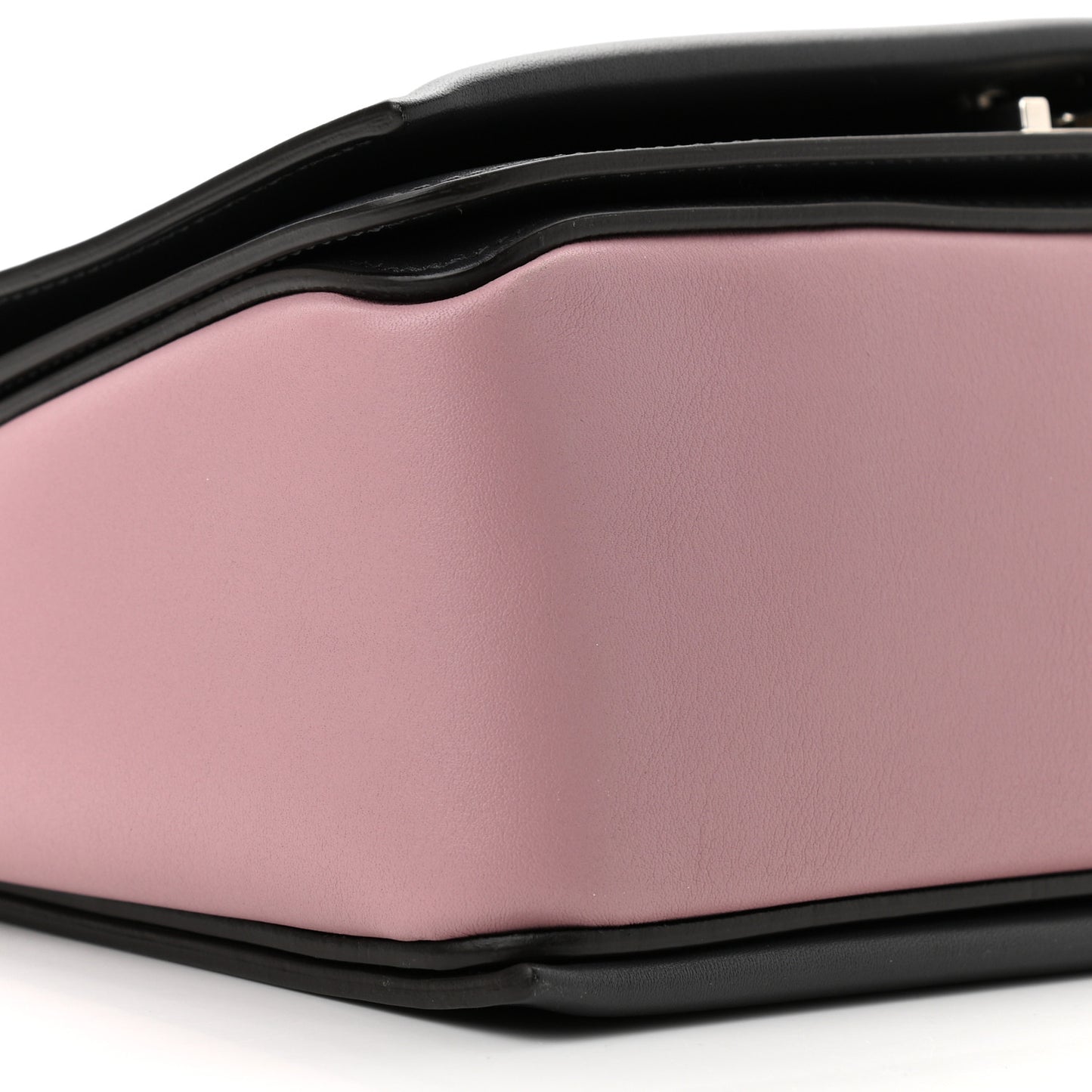 Shiny Smooth Calfskin Medium Frame Shoulder Bag Liquorice Antique Rose
