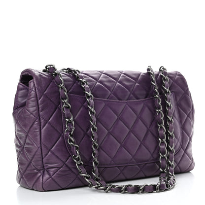 Chanel Lambskin Quilted Jumbo Single Flap Dark Purple 2 of 4