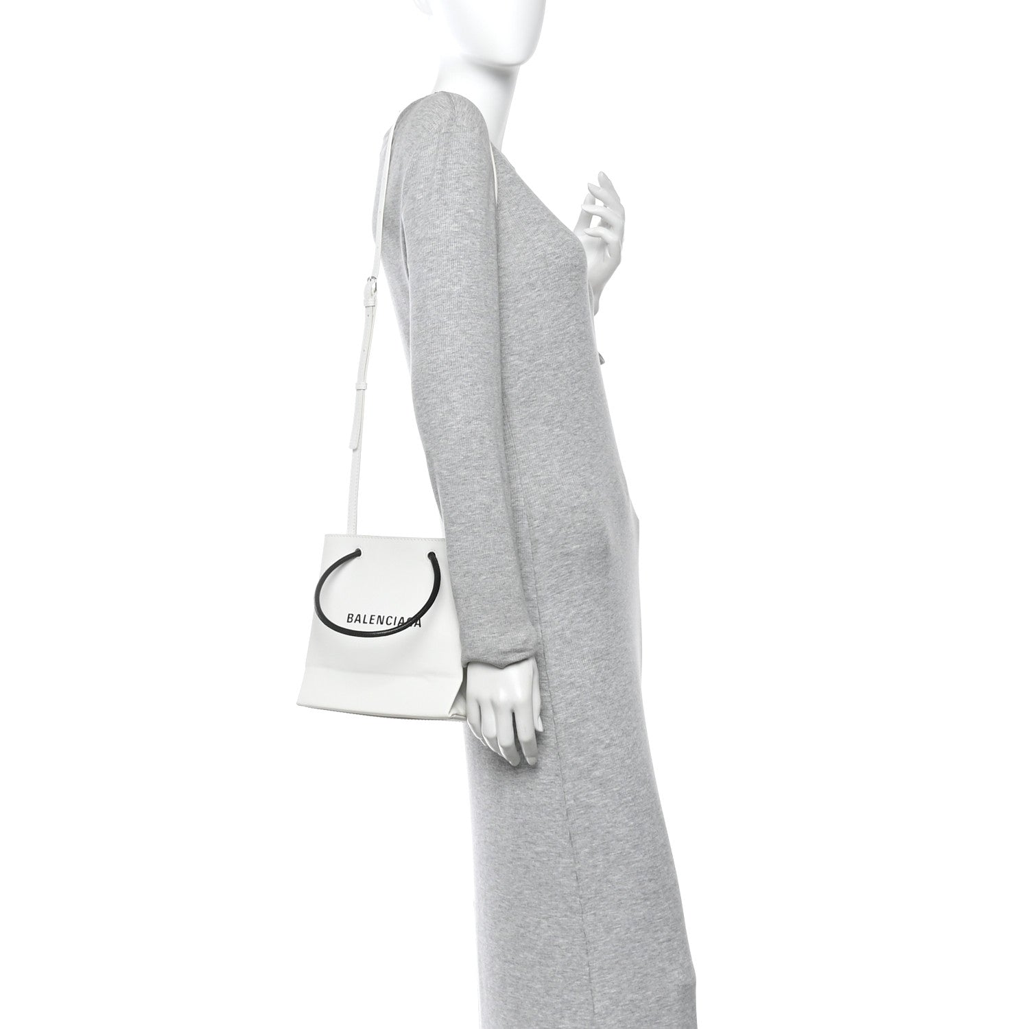 Balenciaga Squared Calfskin Logo North South Shopper Tote XXS