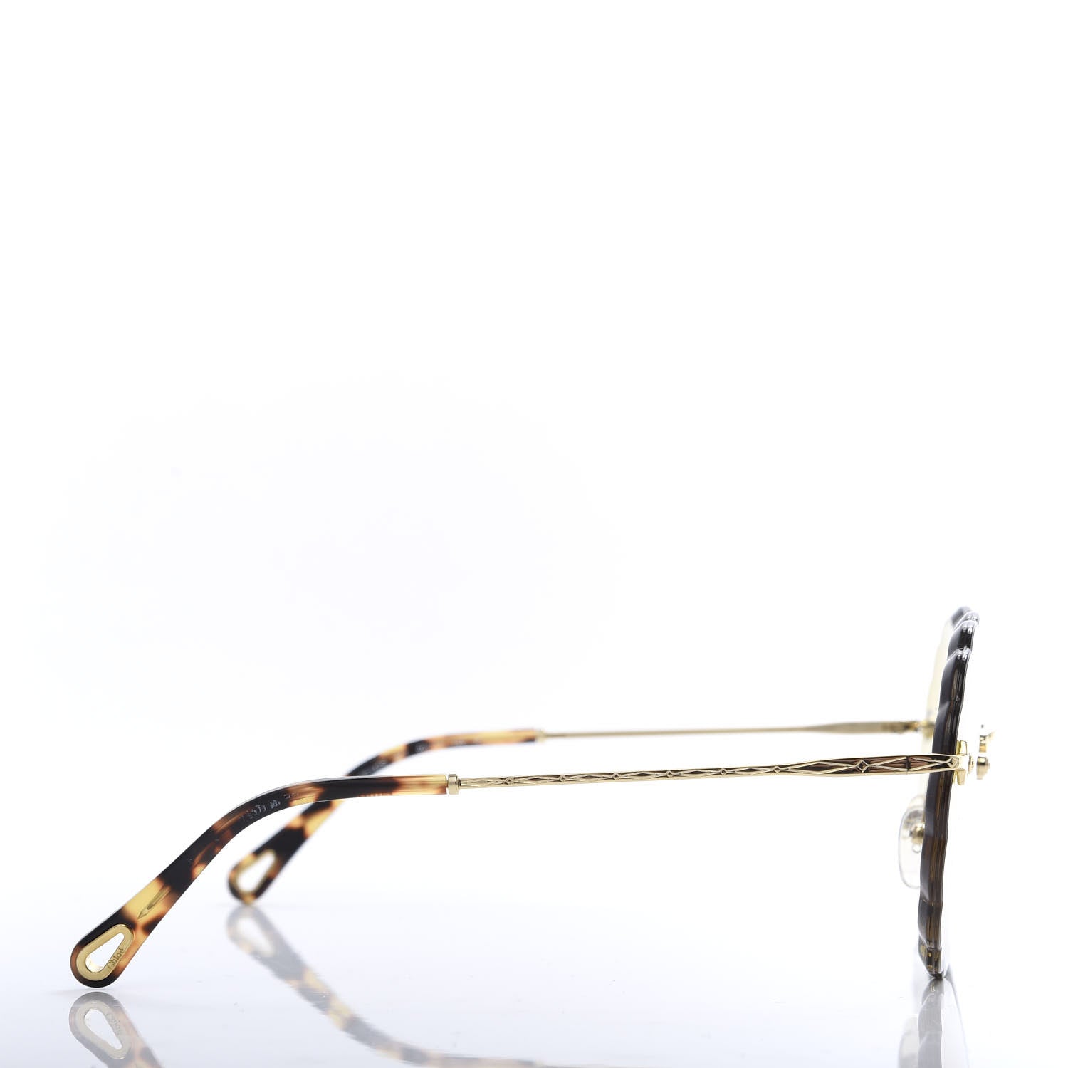 Chloe Rosie Bevelled Round Sunglasses CE142S Gold Gradient Yellow 3 of 7