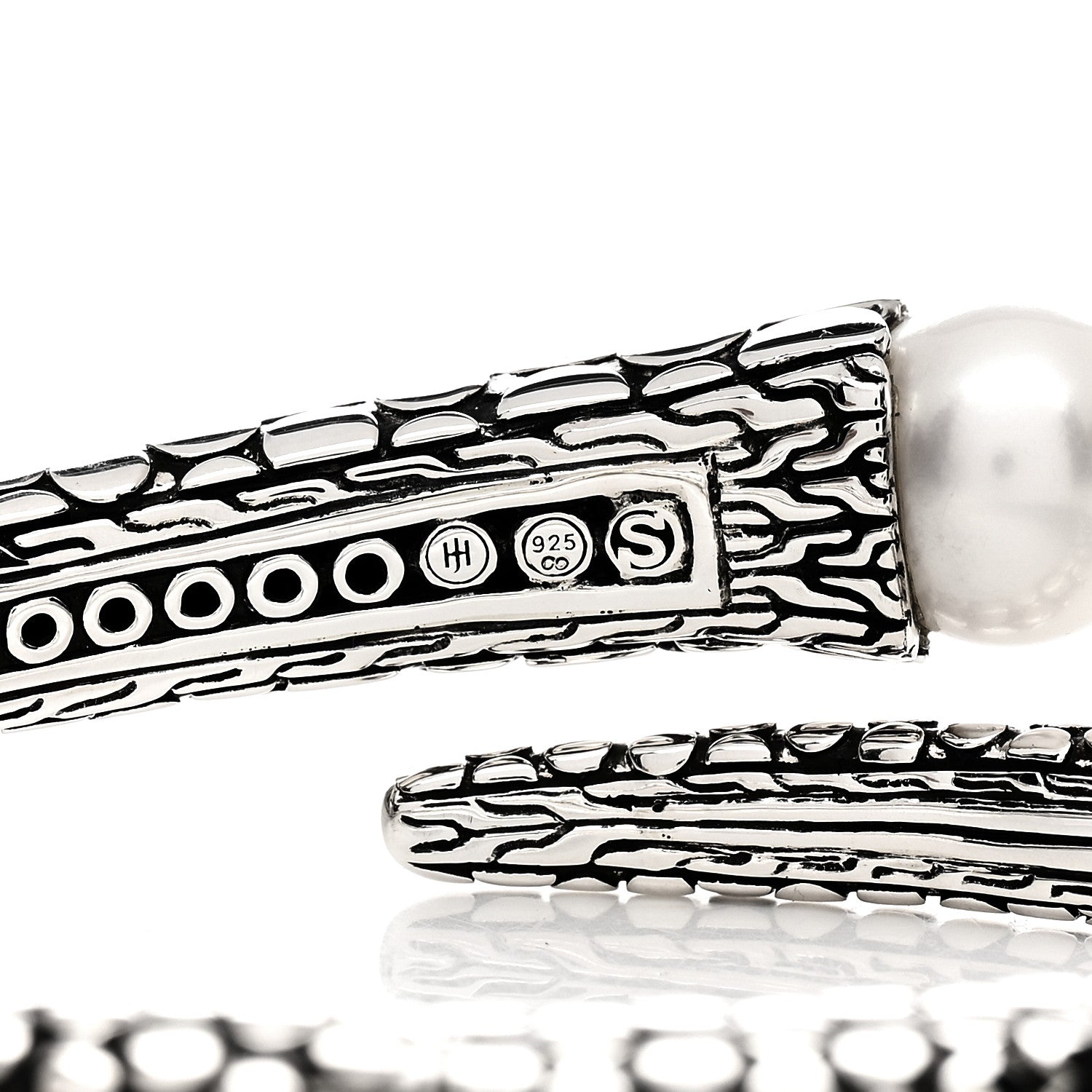 John Hardy Sterling Silver Diamond Pearl Dot Kick Cuff Bracelet 4 of 4