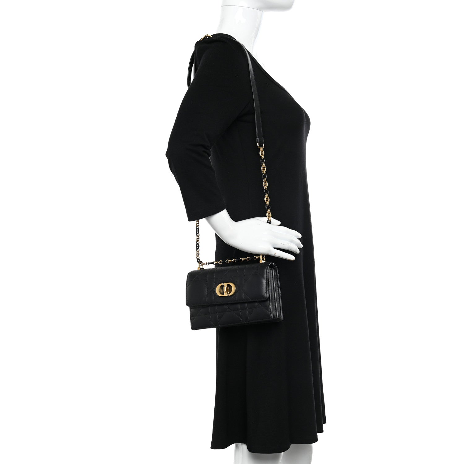 Christian Dior Lambskin Macrocannage Mini Miss Caro Bag Black 2 of 10