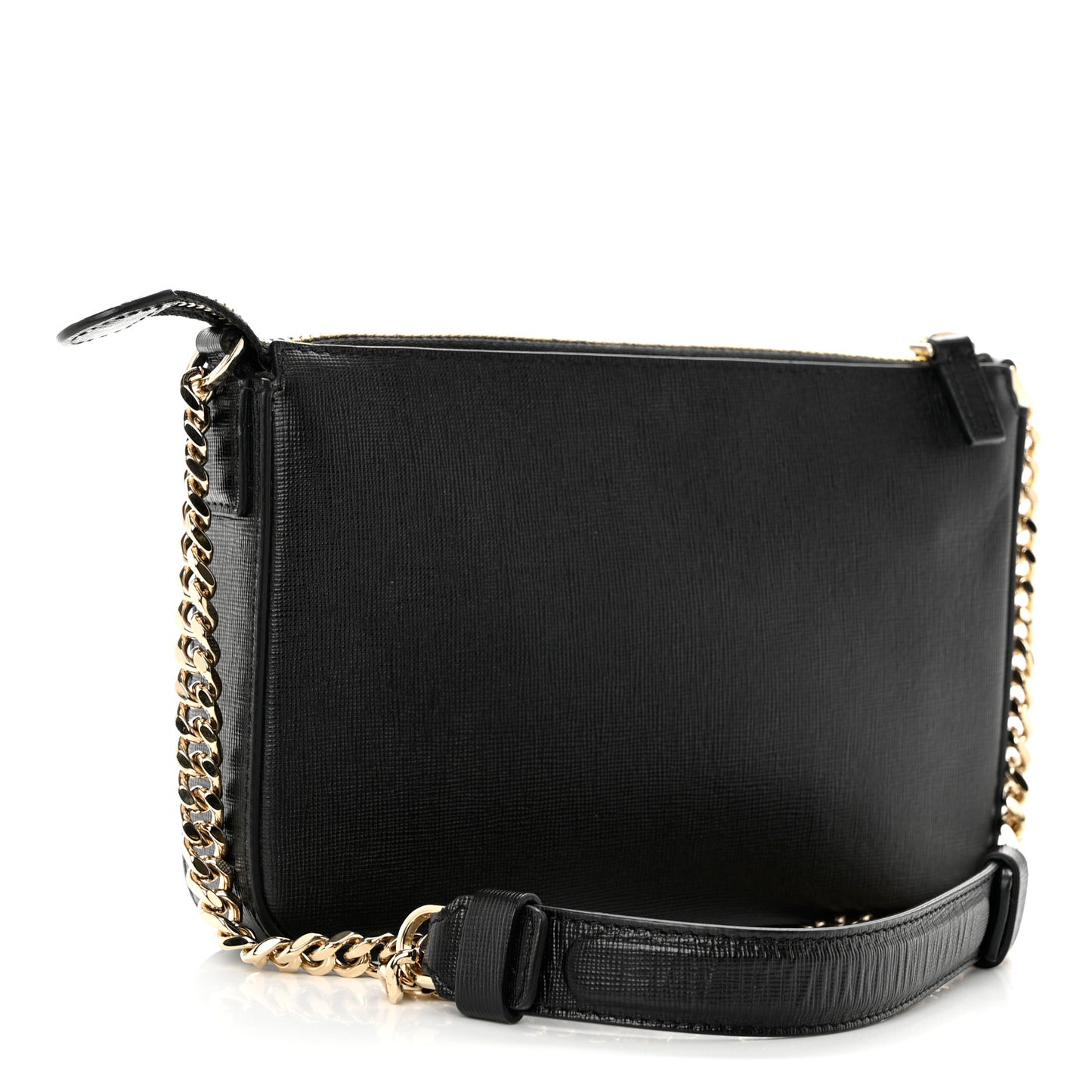 Saffiano Baroque Print La Medusa Crossbody Black
