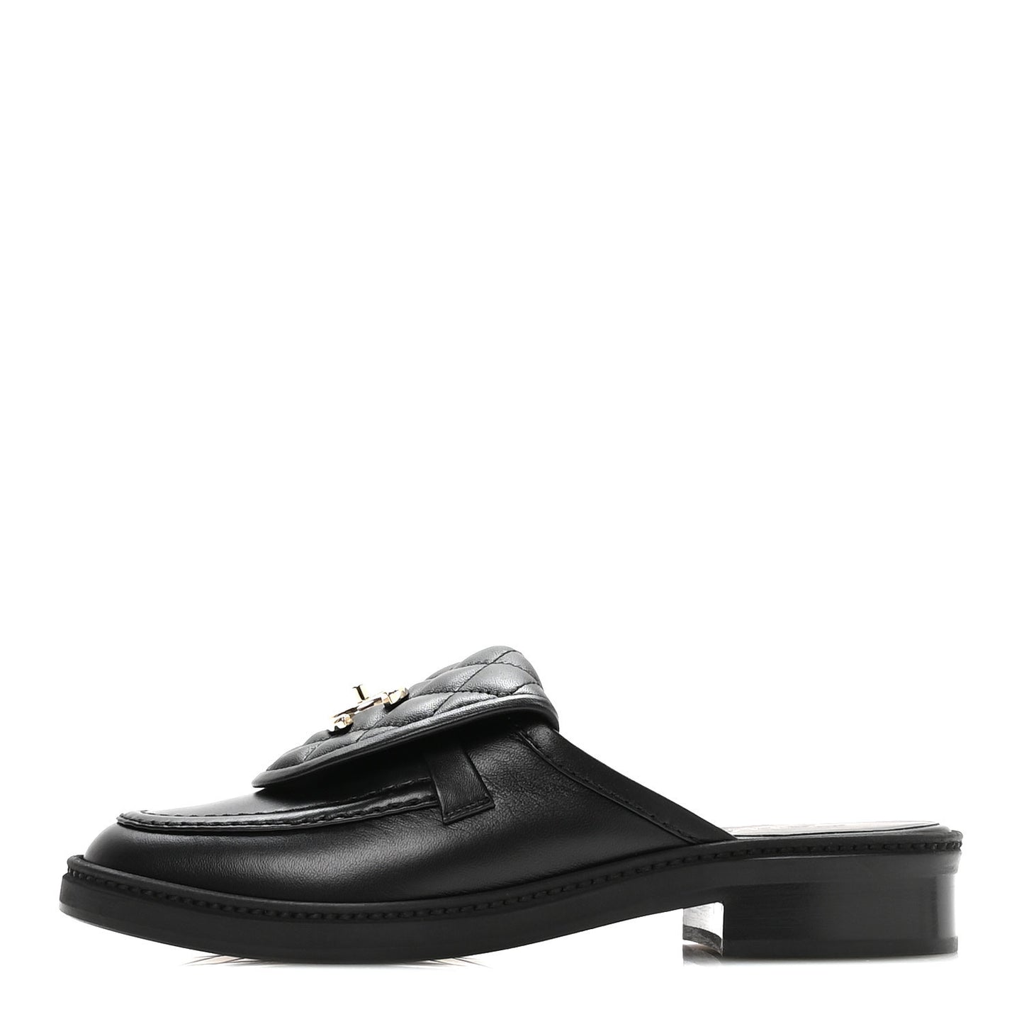 Lambskin Quilted CC Turnlock Mules 36 Black
