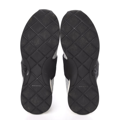 Chanel Glitter Stretch Fabric CC Sneakers 39 Black Silver 5 of 8