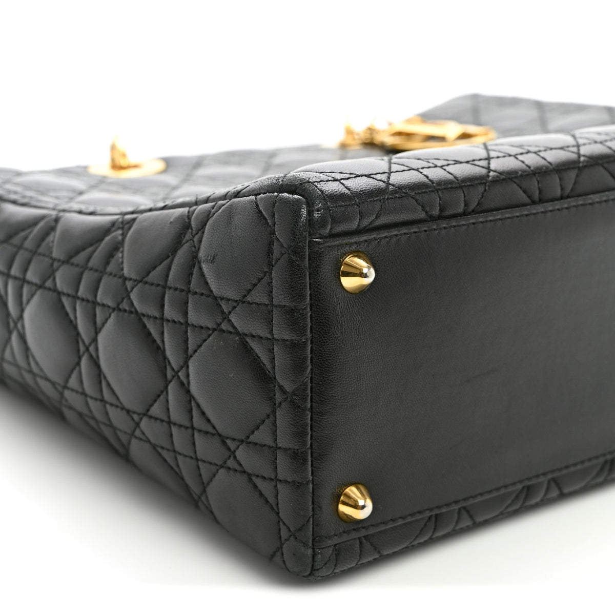 Christian Dior Lambskin Cannage Large Lady Dior Black Black 9 of 12