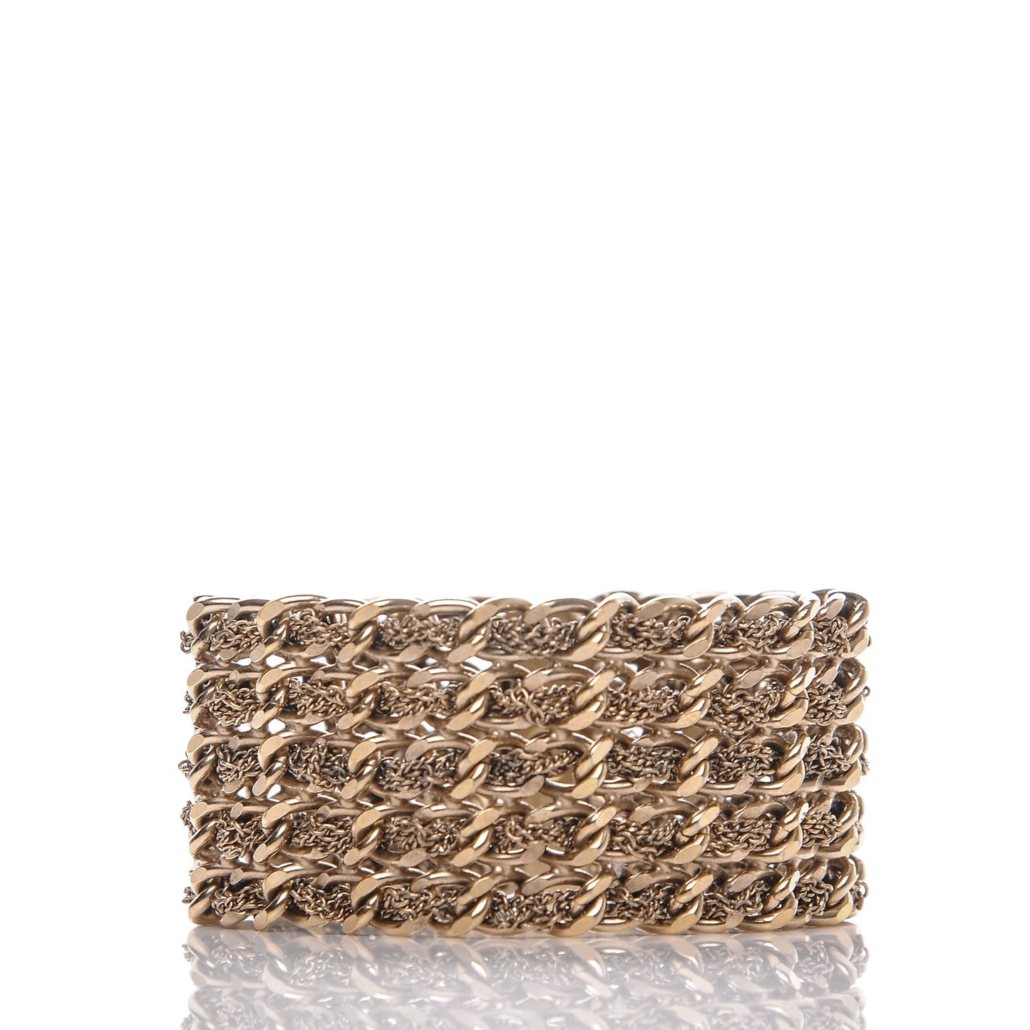 Metal CC Turnlock Multistrand Chain Bracelet M Gold