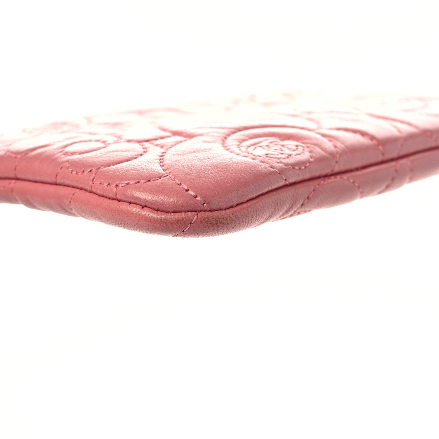 Chanel Lambskin Camellia Embossed Cosmetic Pouch Pink 5 of 15