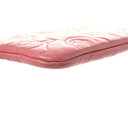 Chanel Lambskin Camellia Embossed Cosmetic Pouch Pink 5 of 15