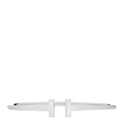 Tiffany 18K White Gold Narrow T Wire Bracelet 1 of 3