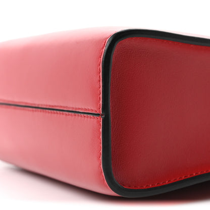 Prada Soft Calfskin Triangle Logo Embossed Small Double Handle Crossbody Tote Rosso 9 of 9