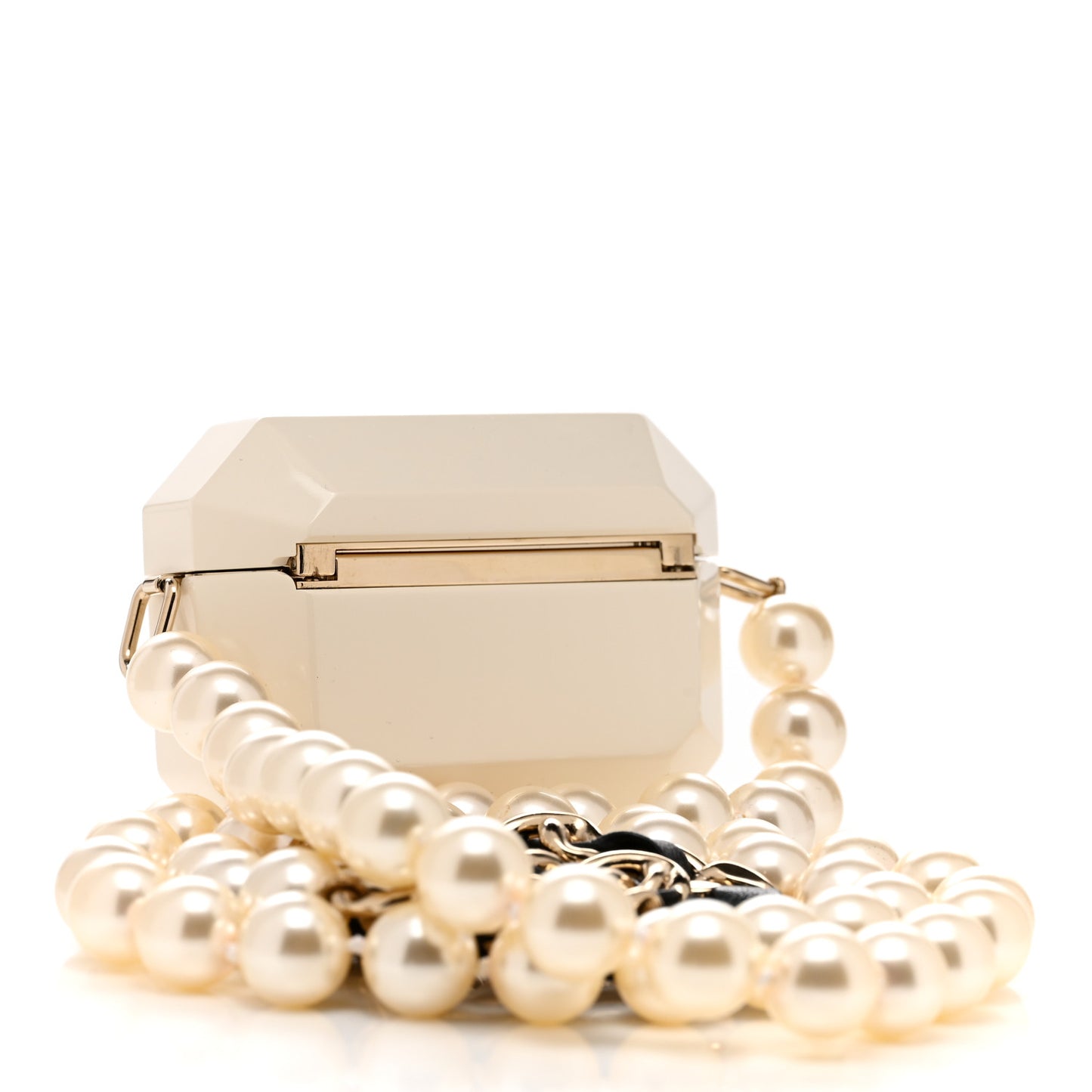 Resin Crystal Pearl Lambskin Airpods Pro Holder Necklace Pearly White