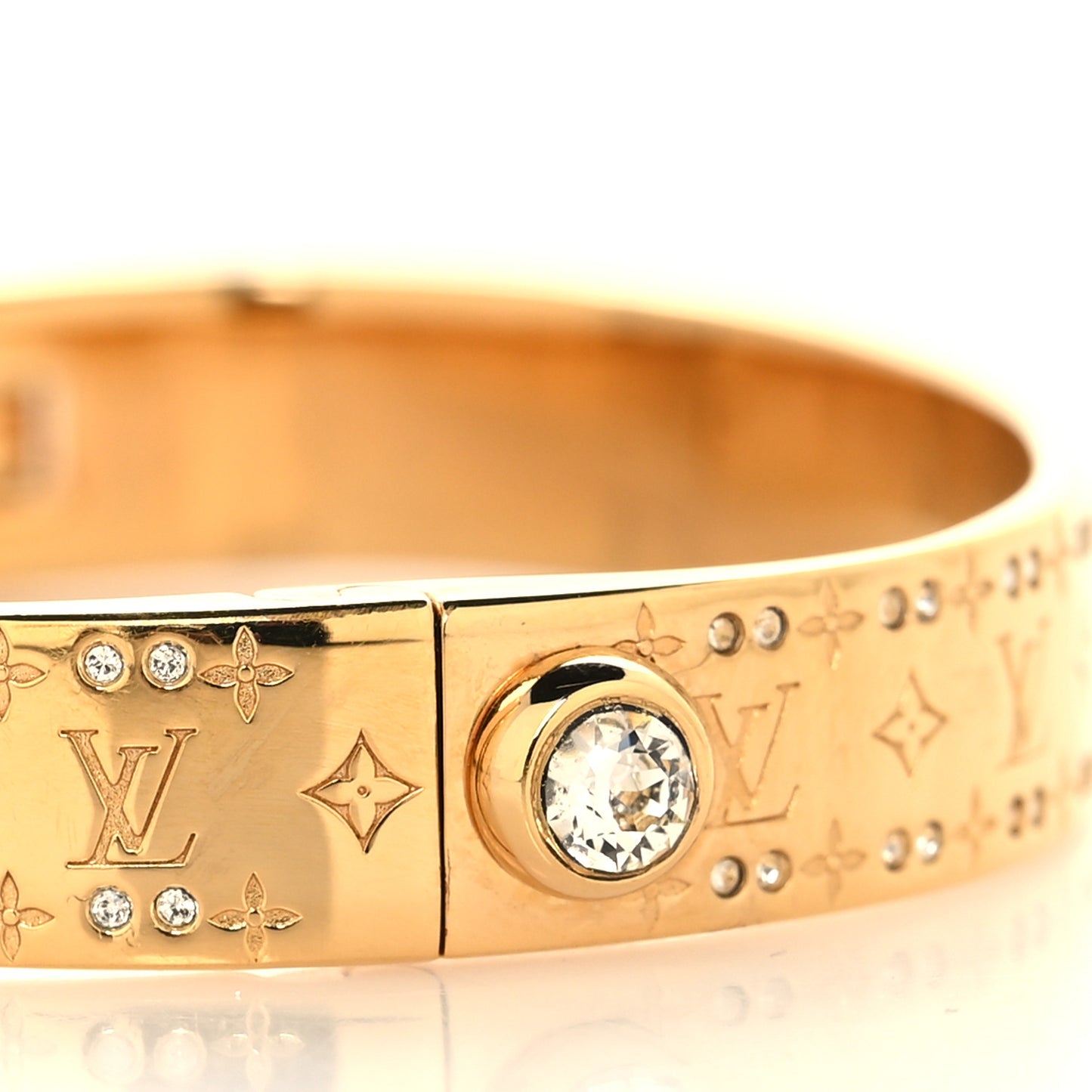 Brass Crystal Monogram Nanogram Strass Cuff S Gold
