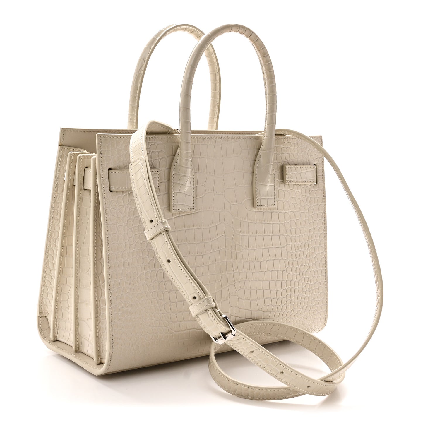 Calfskin Crocodile Embossed Baby Sac De Jour Crema Soft