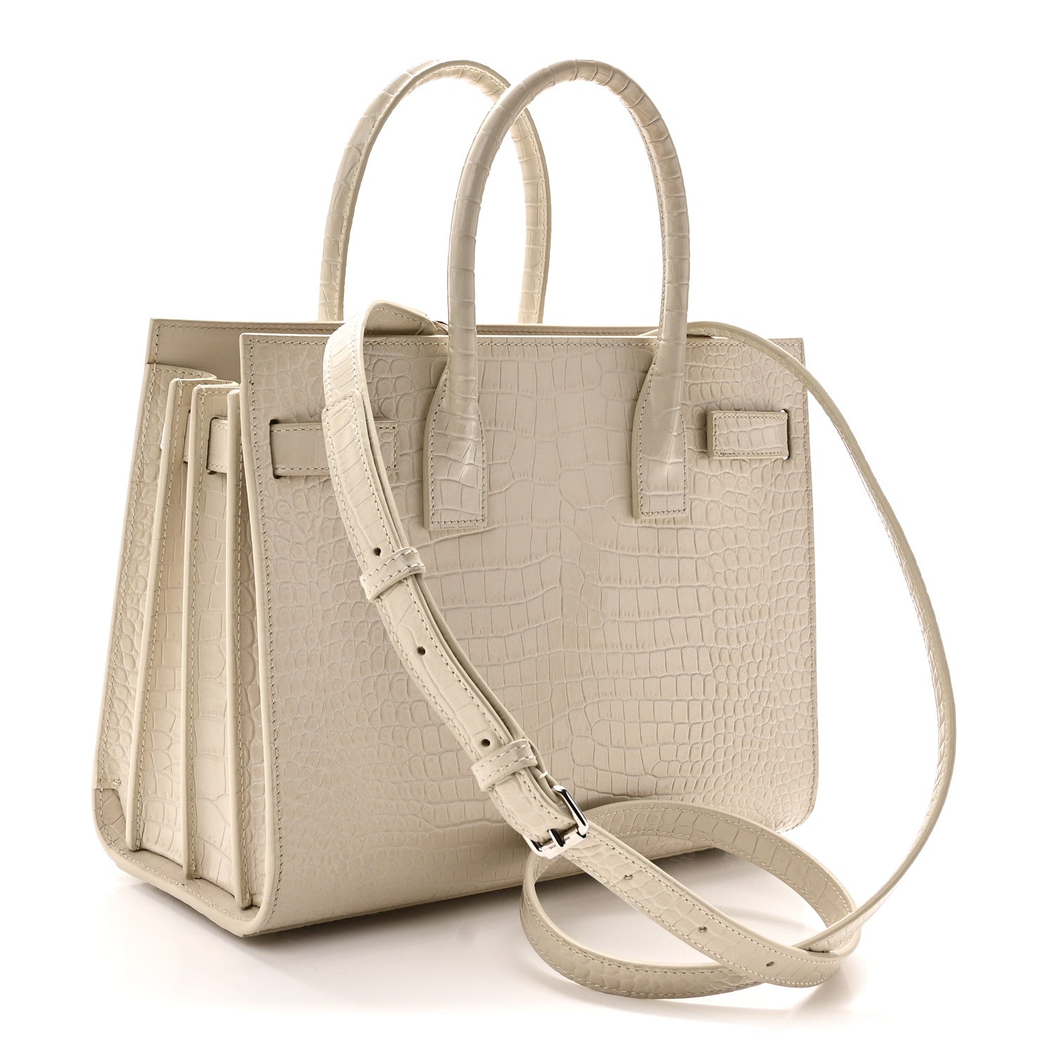 Saint Laurent Calfskin Crocodile Embossed Baby Sac De Jour Crema Soft 3 of 9