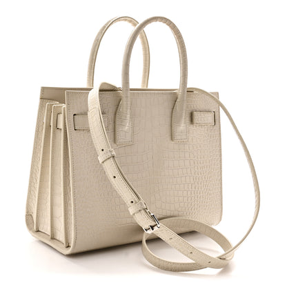 Saint Laurent Calfskin Crocodile Embossed Baby Sac De Jour Crema Soft 3 of 9