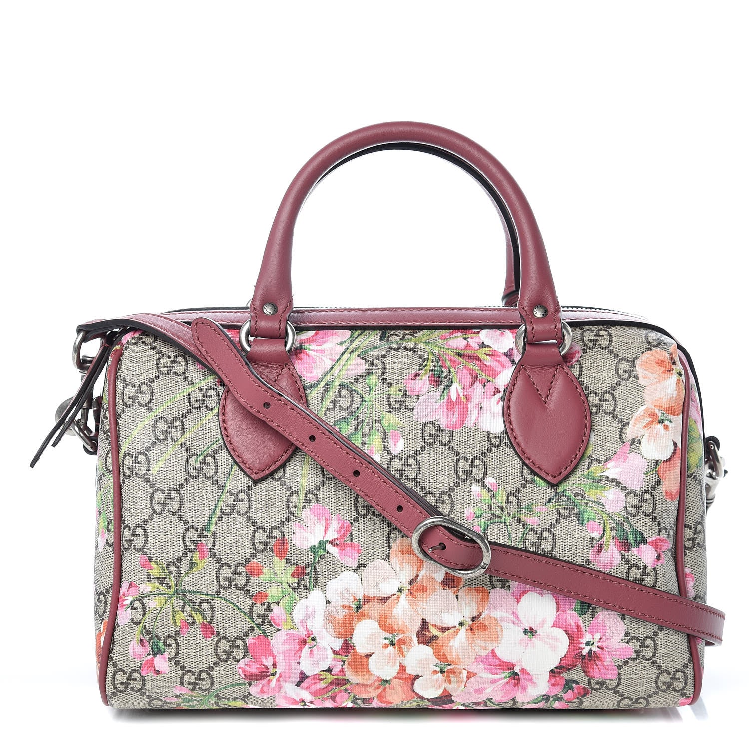 Gucci GG Supreme Monogram Blooms Small Boston Beige Multicolor Dry Rose 1 of 10