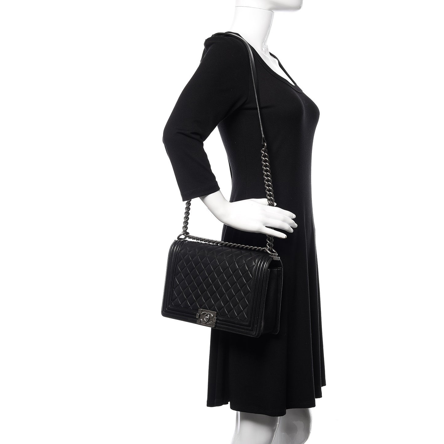Lambskin Quilted New Medium Boy Flap Black