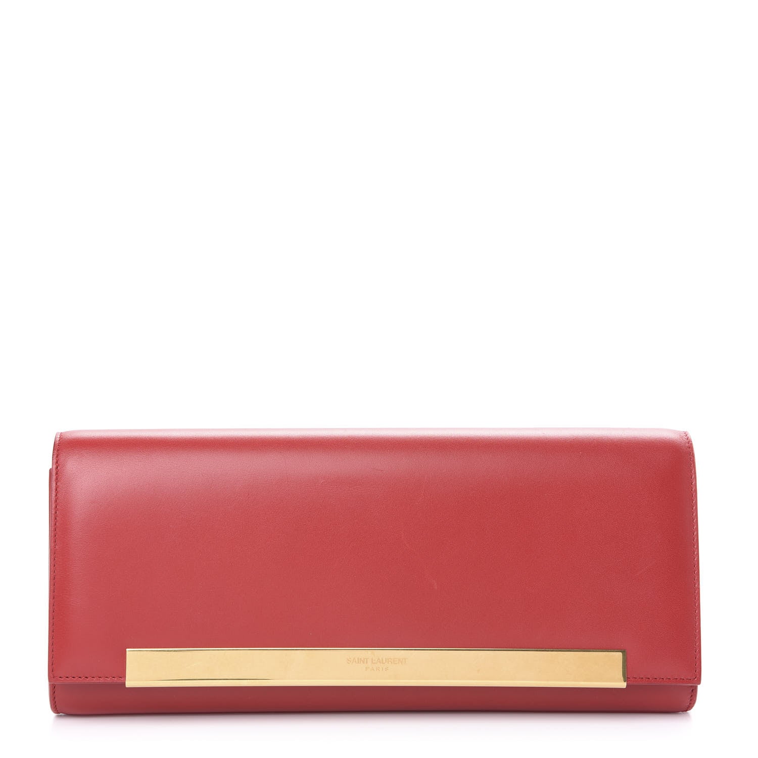 Saint Laurent Calfskin Lutetia Flap Clutch Red 1 of 12