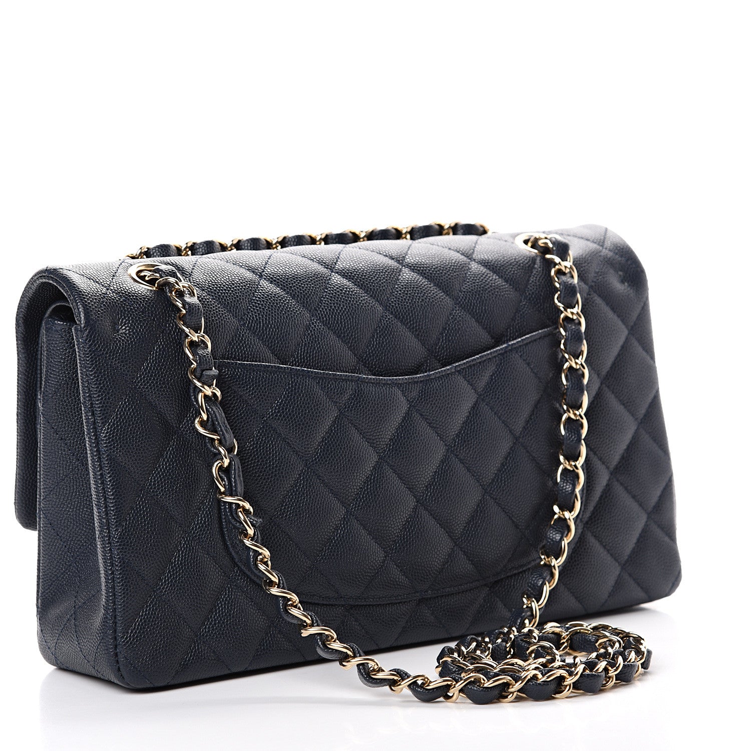 Chanel Caviar Quilted Medium Double Flap Dark Blue 2 of 10