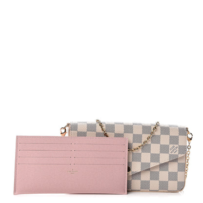 Louis Vuitton Damier Azur Pochette Felicie Chain Wallet Rose Ballerine 3 of 12