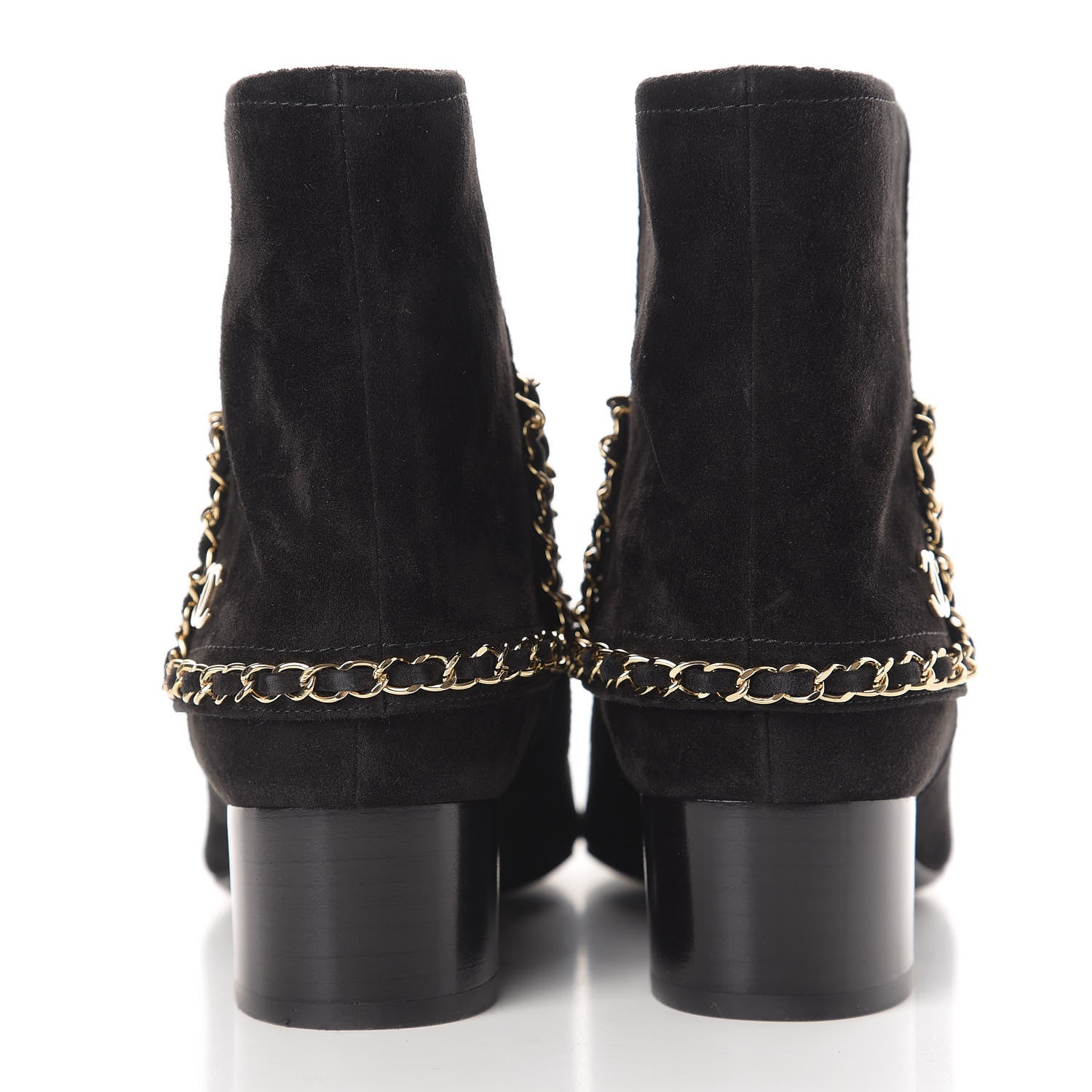 Chanel Suede Calfskin Chain CC Short Boots 38.5 Black 7 of 12