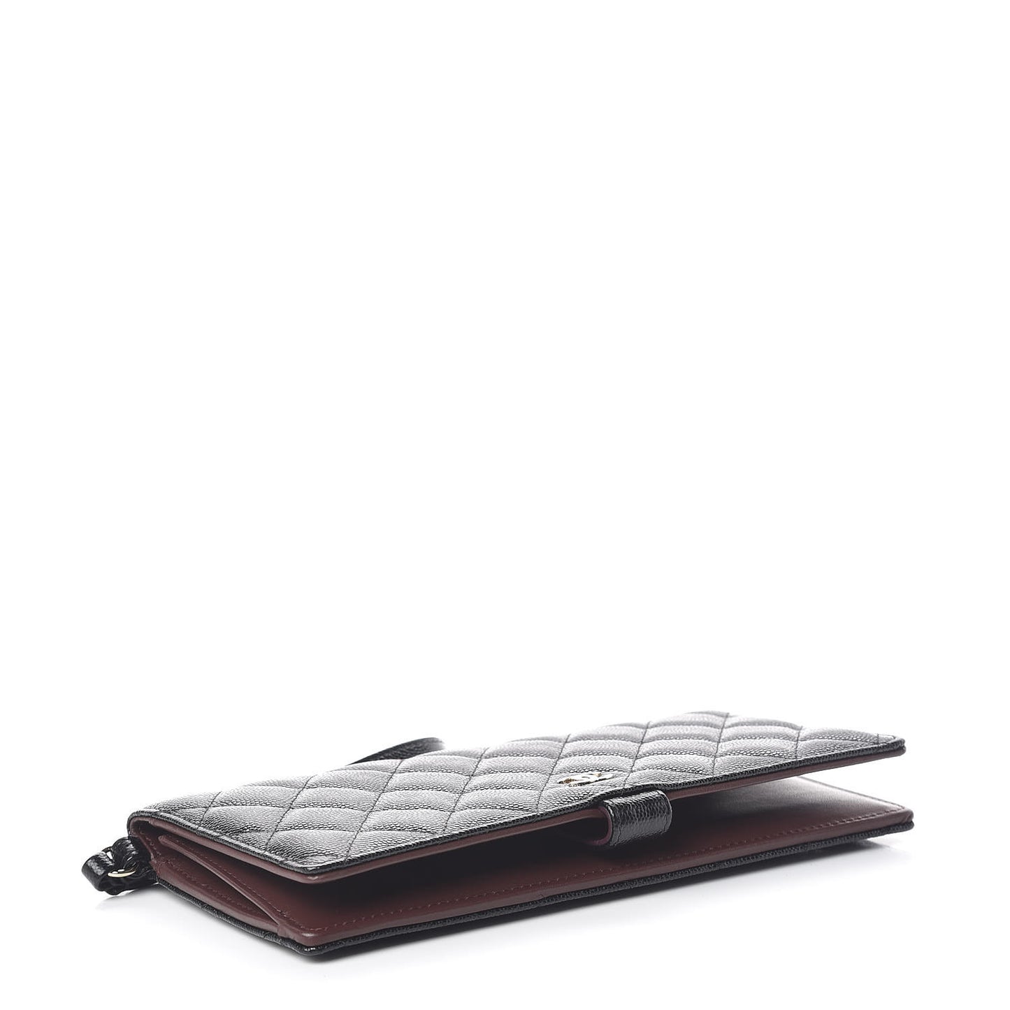 Caviar Quilted Long Wallet With Handle Black