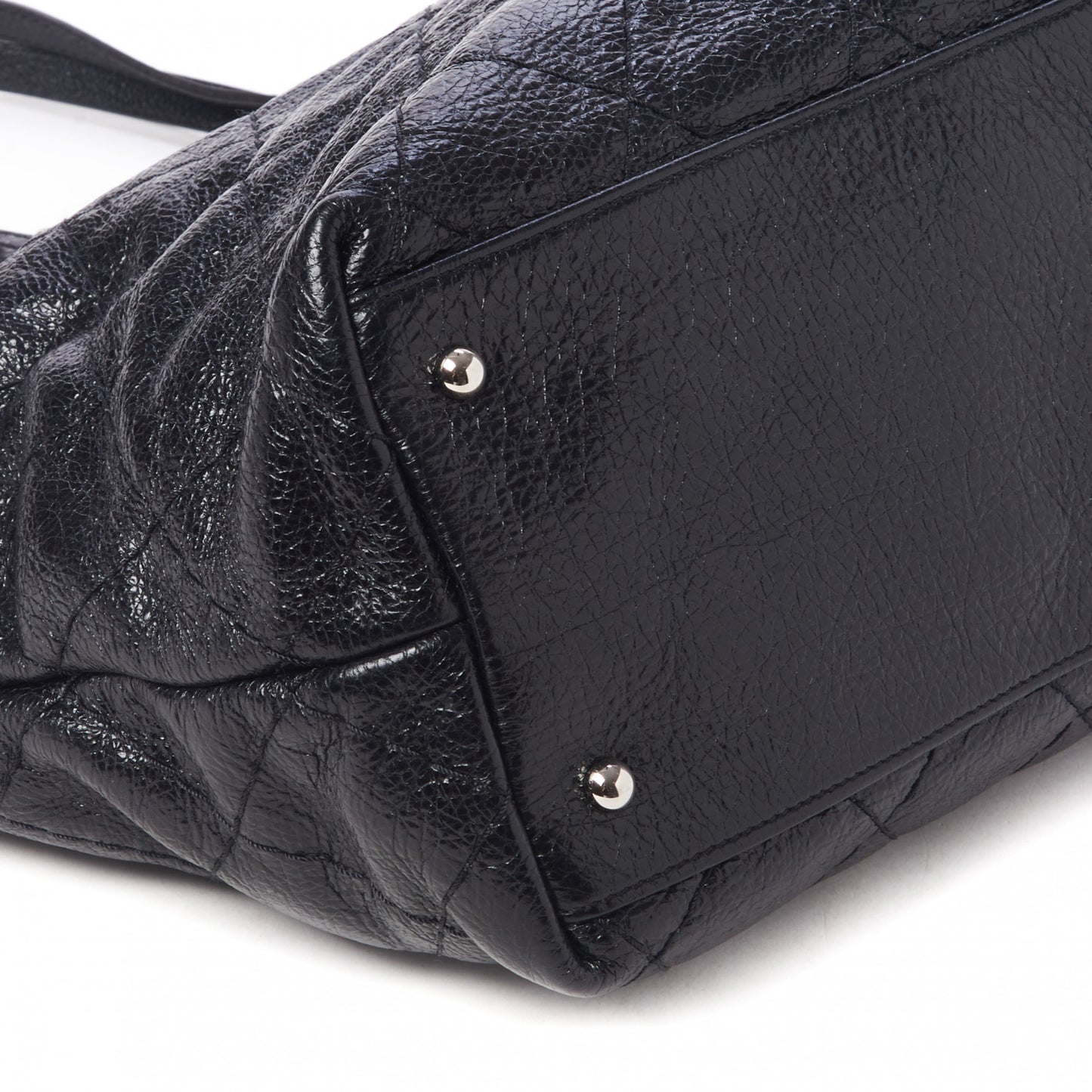 Glazed Calfskin Large On The Road Tote Black