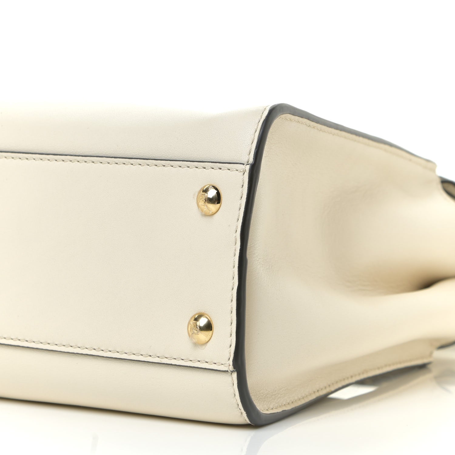 Fendi Vitello Seta Canvas FF Embroidered Medium Peekaboo Iconic Satchel White 9 of 9