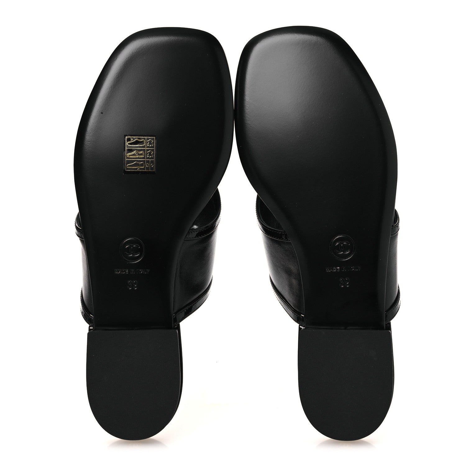 Chanel Lambskin Patent Calfskin CC Thong Sandals 39 Black 7 of 11