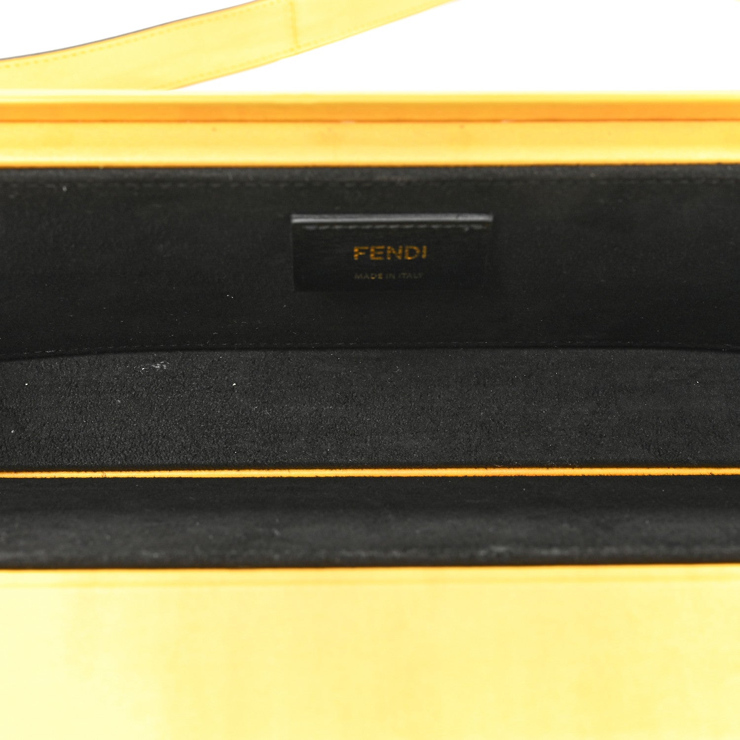 FENDI ケース　ブラック/イエロー Fendi Vitello Fluffy Logo Horizontal Box Crossbody Bag Yellow Box