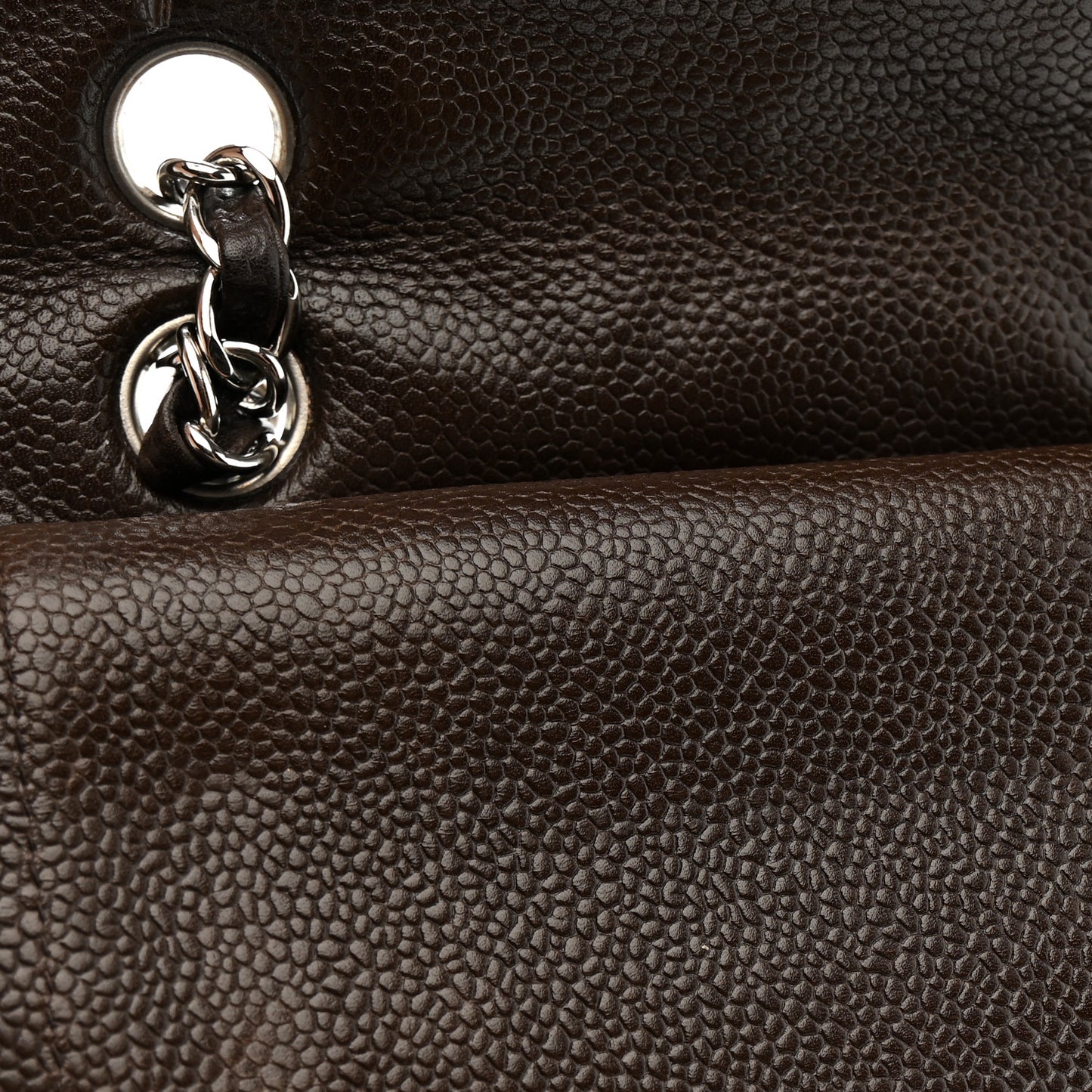 Caviar Quilted Medium Double Flap Brown