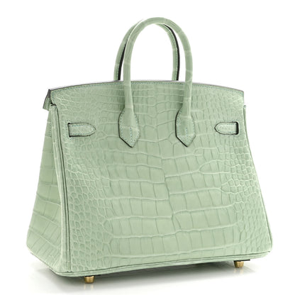 Hermes Matte Alligator Birkin 25 Vert D'eau 3 of 12