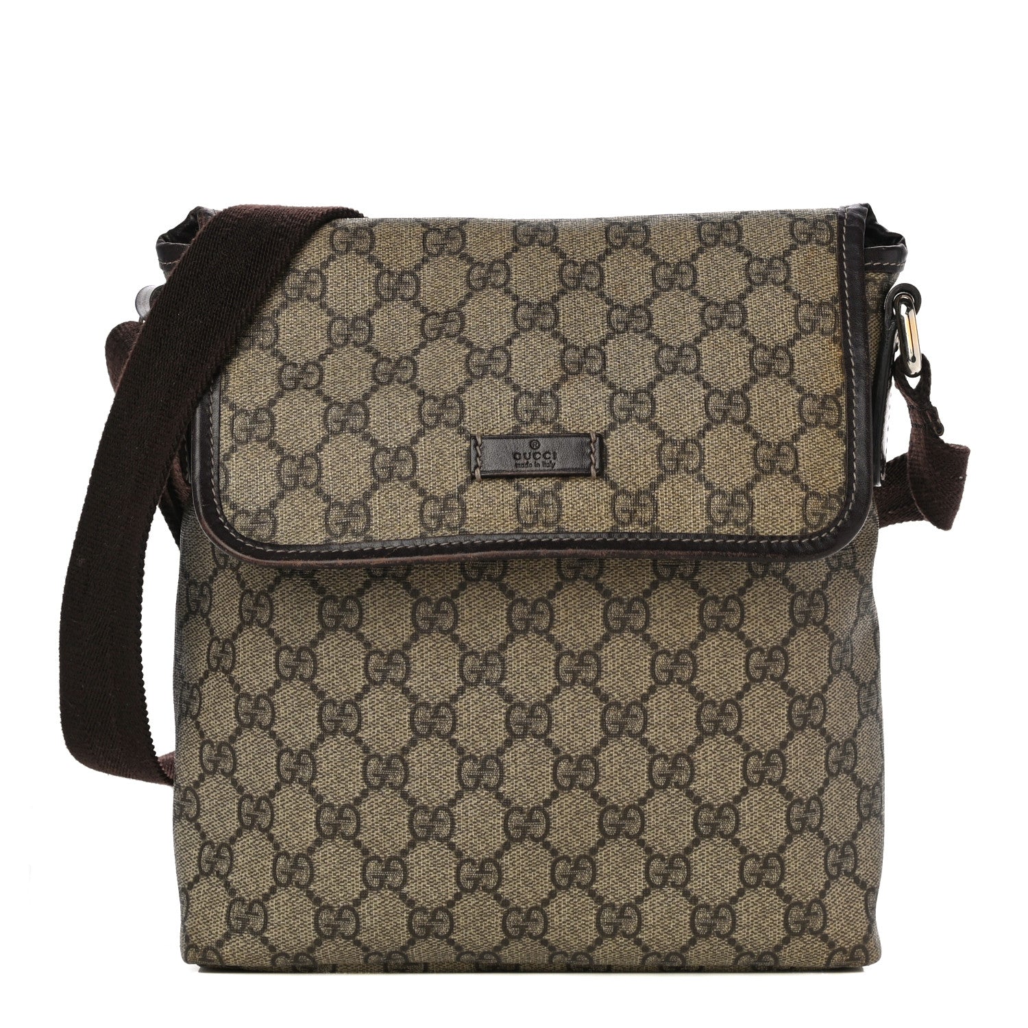 Gucci GG Plus Monogram Small Flap Messenger Bag Beige Dark Brown 1 of 17