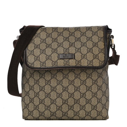 Gucci GG Plus Monogram Small Flap Messenger Bag Beige Dark Brown 1 of 17