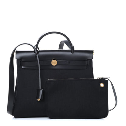 Hermes Military Toile Vache Hunter Herbag Zip PM 31 Black 1 of 12