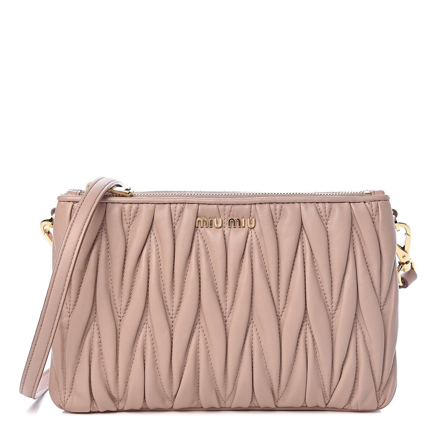 Nappa Matelasse Double Zip Crossbody Cammeo