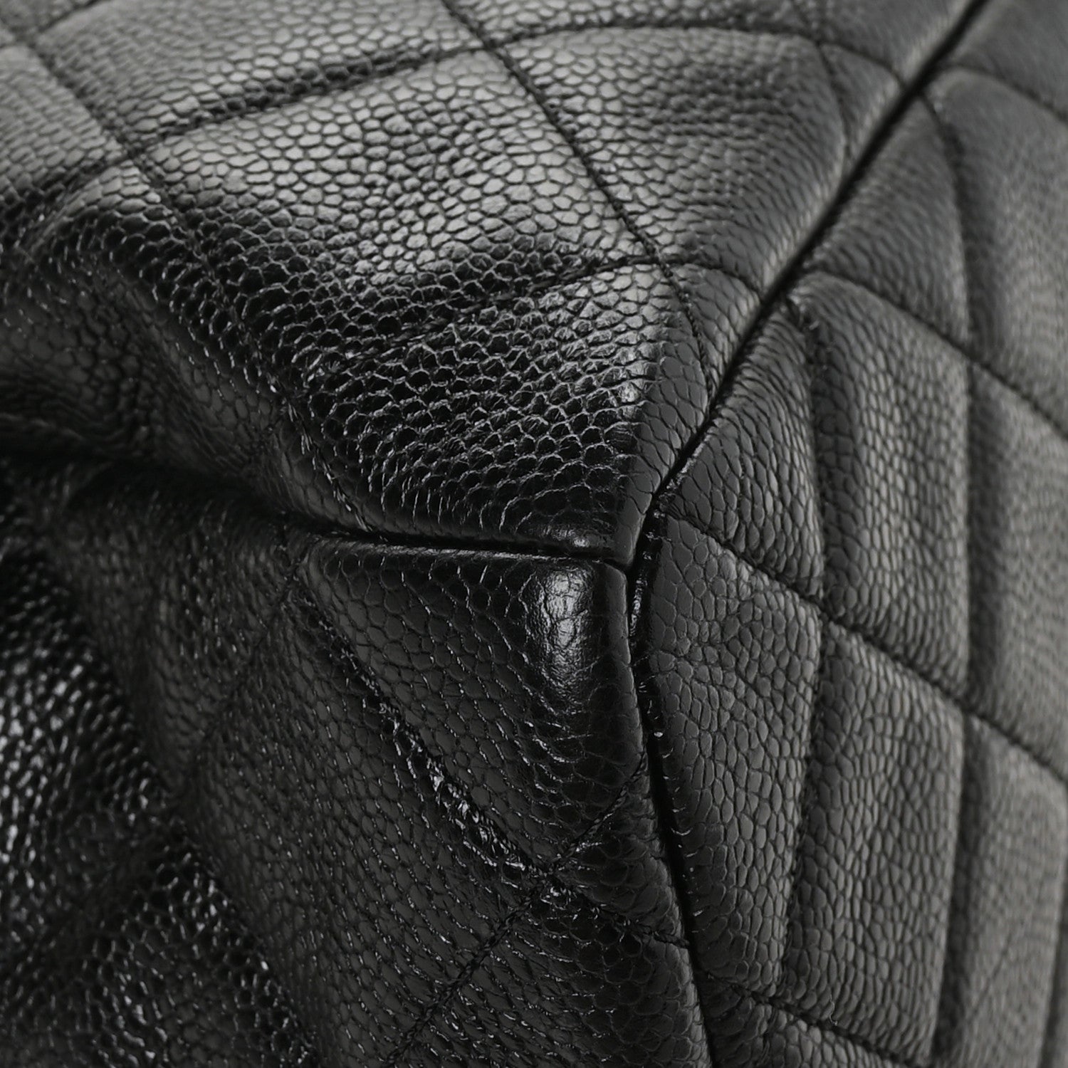 Chanel Caviar Flat Quilted CC Chain Bucket Drawstring Bag Black 11 of 12