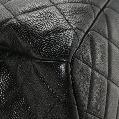 Chanel Caviar Flat Quilted CC Chain Bucket Drawstring Bag Black 11 of 12