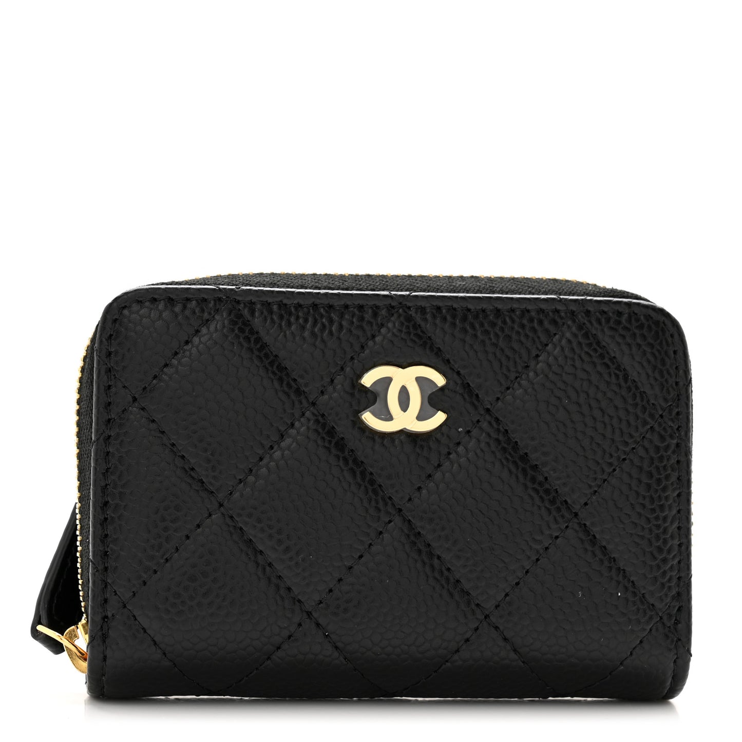Caviar Quilted Zip Coin Purse Black