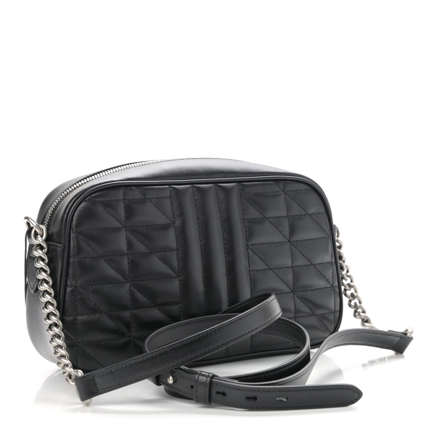 Calfskin Matelasse Aria Small GG Marmont Chain Shoulder Bag Black