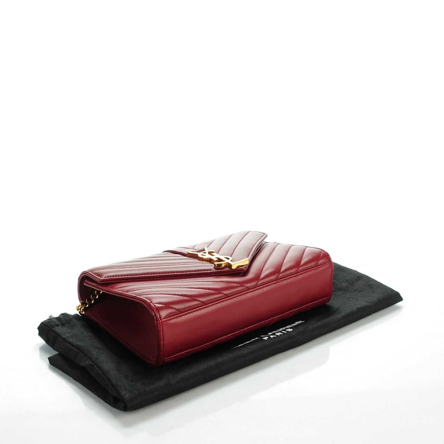 Lambskin Matelasse Chevron Small Monogram Satchel Oxblood