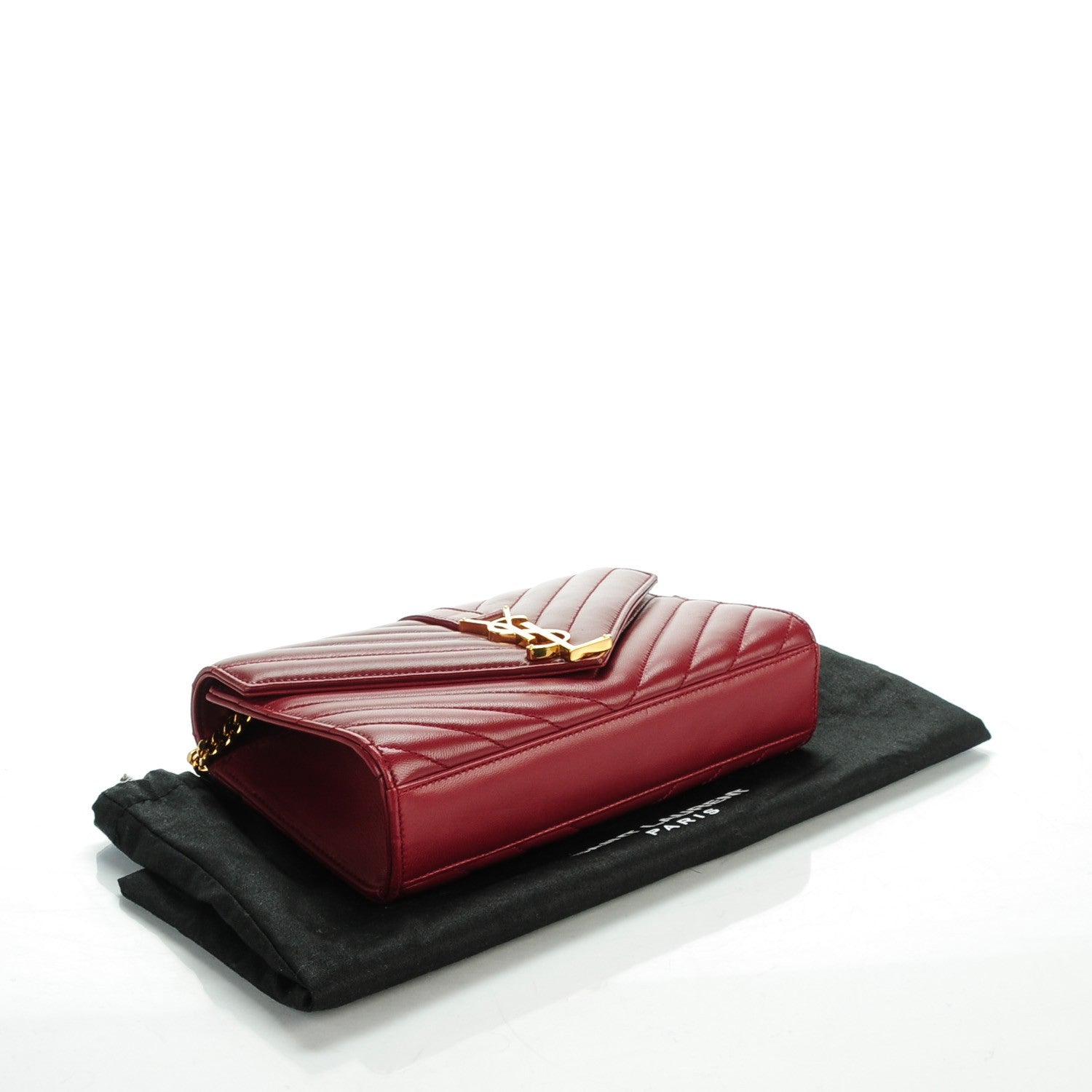 Saint Laurent Lambskin Matelasse Chevron Small Monogram Satchel Oxblood 4 of 9
