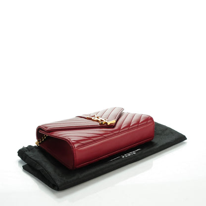 Saint Laurent Lambskin Matelasse Chevron Small Monogram Satchel Oxblood 4 of 9